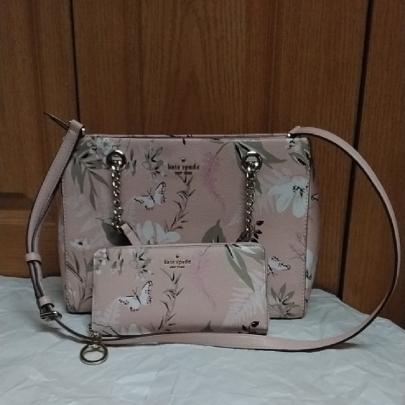 kate spade Handbags - Kate Spade Briar Lane "Meena" Botanical Garden Print Satchel/Crossbody Set